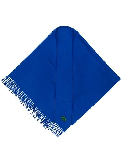 Shop Burberry Cashmere Embroidered Logo Bandana In Blue