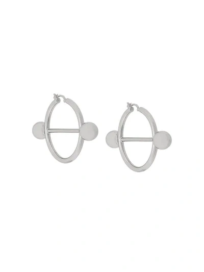 Shop Jw Anderson Silver Disc Hoop Earrings In Grey