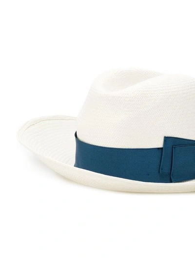 Shop Borsalino Blue Straw Hat In White