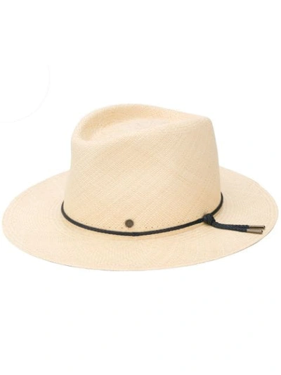 Shop Maison Michel Thadée Fedora Hat - Neutrals