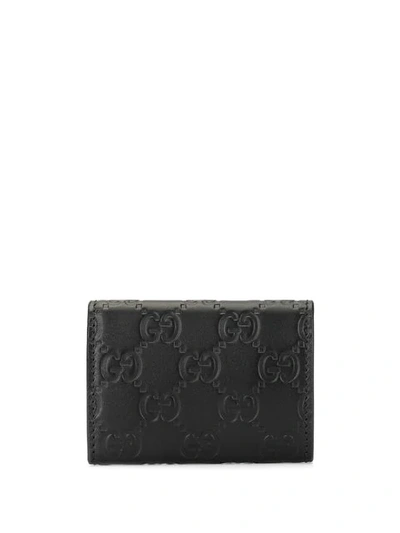 Shop Gucci Feline Head Wallet In Black