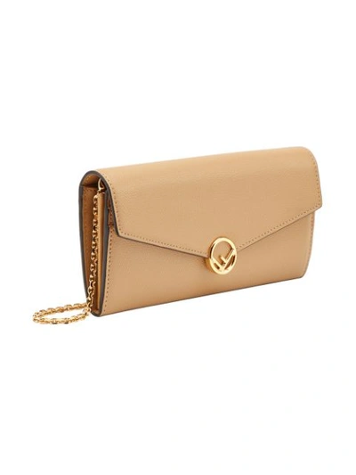 Shop Fendi F Continental Chain Wallet - Neutrals