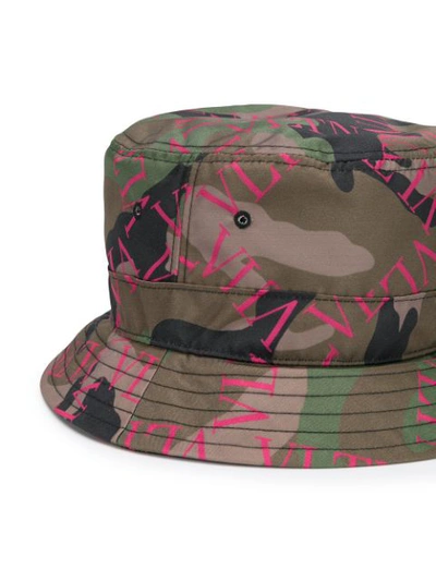 Shop Valentino Camouflage Logo Bucket Hat - Green
