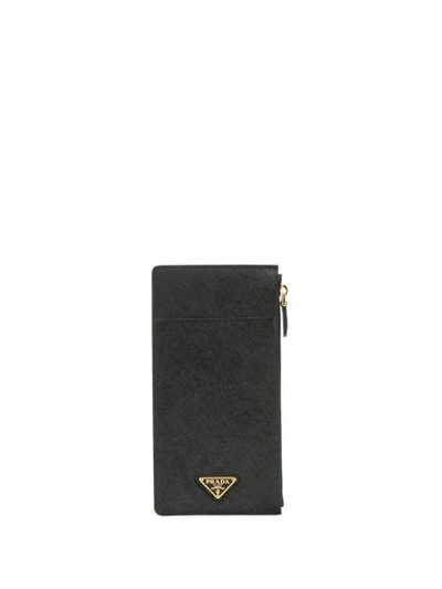 Shop Prada Long Zipped Logo Wallet - Black