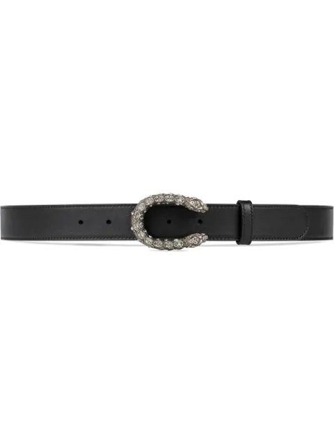 leather belt with tiger head buckle