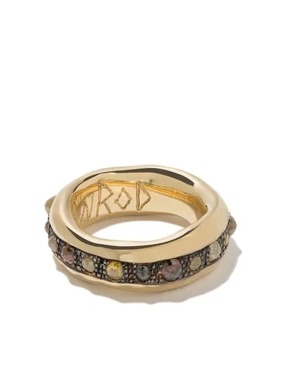 Shop Hunrod 18kt Yellow Gold And Diamond Enki Band Ring