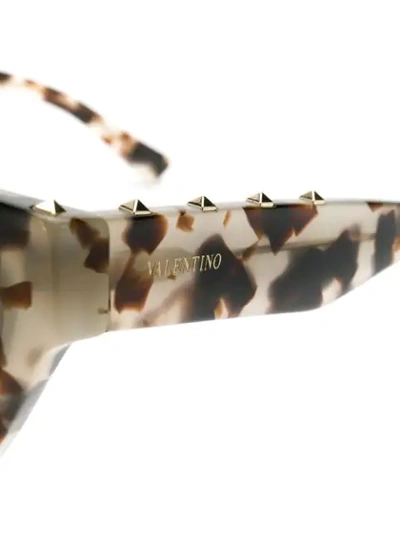 Shop Valentino Micro-studded Square Sunglasses In Brown