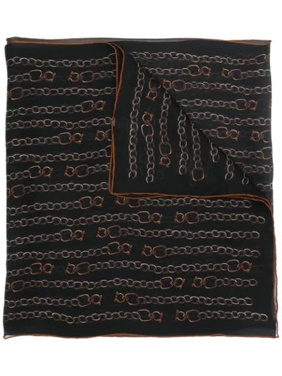 SALVATORE FERRAGAMO CHAIN PRINT SCARF - 黑色