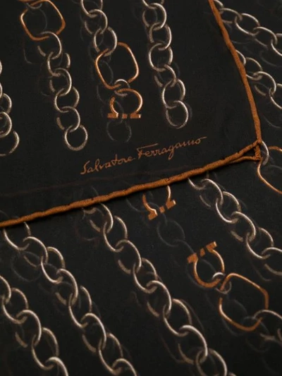 Shop Ferragamo Salvatore  Chain Print Scarf - Black