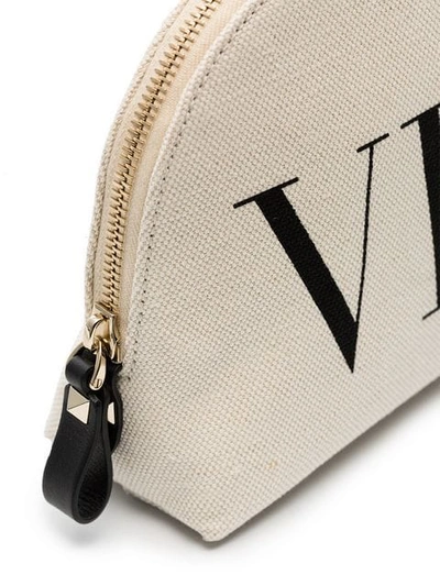 Shop Valentino Vltn Print Make Up Bag In Neutrals