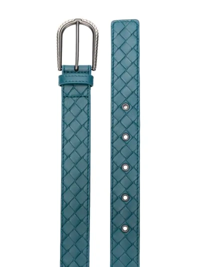 Shop Bottega Veneta Intrecciato Belt In Blue