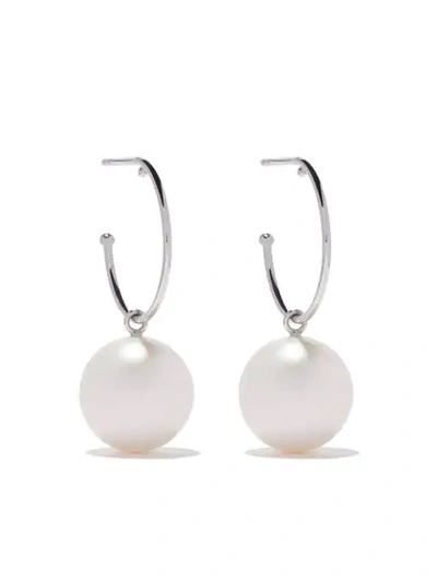 Shop Wouters & Hendrix Gold 18kt White Gold Hoop Pearl Earrings