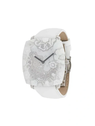Shop Yunik Flowers Tonneau Watch In White