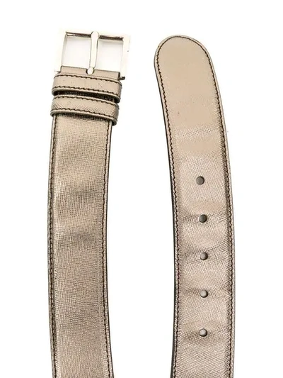 Shop Prada Metallic-effect Buckled Belt In Gold