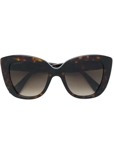 Shop Gucci Tortoiseshell-effect Sunglasses In Brown