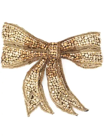 Shop Dolce & Gabbana Rhinestone Bow Tie In Gold
