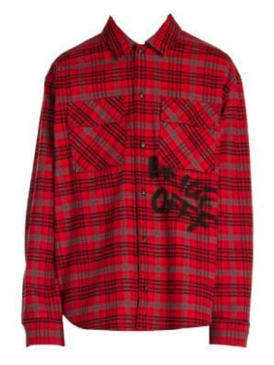 Shop Off-white Flannel Check Shirt In Red Black
