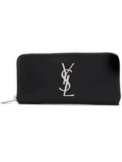 Shop Saint Laurent Logo Plaque Purse In Black