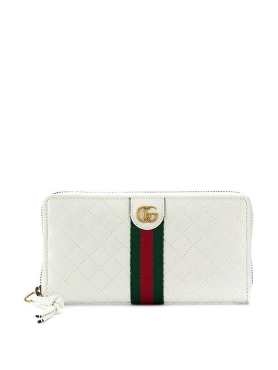 Shop Gucci Double G Quilted Continental Wallet In White