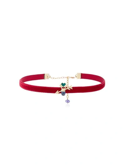 Shop Daniela Villegas Velvet Love Arrow Choker In Red