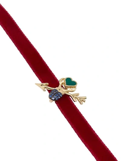 Shop Daniela Villegas Velvet Love Arrow Choker In Red