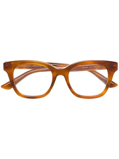 Shop Gucci Square Frame Glasses In Yellow