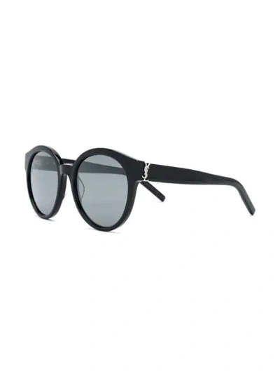 Shop Saint Laurent Round Frame Sunglasses In Black