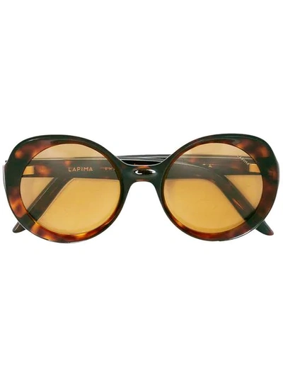 Shop Lapima Round Frame Sunglasses In Brown