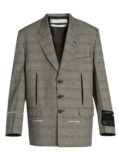 Shop Off-white Constructed Single-breasted Check Jacket In Light Grey
