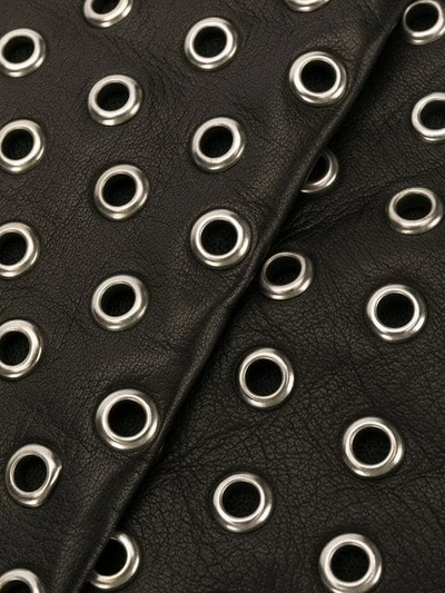 Shop Manokhi Eyelet Embellished Gloves In Black
