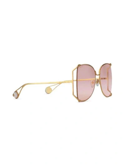 Shop Gucci Oversized Butterfly-frame Sunglasses In Gold