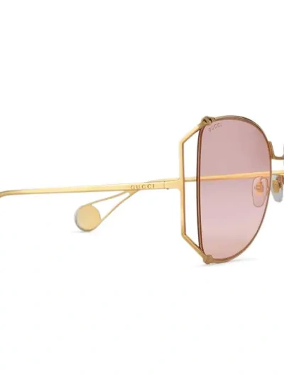 Shop Gucci Oversized Butterfly-frame Sunglasses In Gold