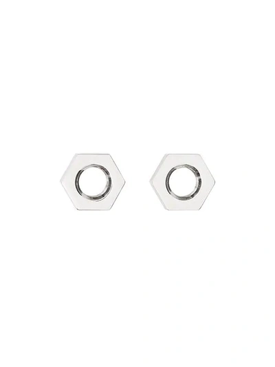 Shop Burberry Palladium-plated Nut Earrings In Grey