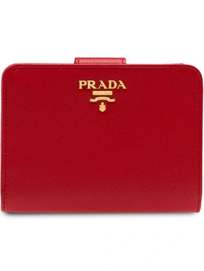 PRADA SMALL LEATHER WALLET - 红色