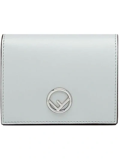 Shop Fendi Compact Logo Wallet In Grey