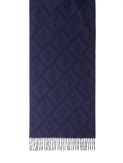 Shop Fendi Cashmere Long Ff Logo Scarf In Blue