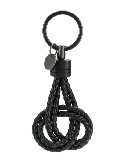 Shop Bottega Veneta Braided Keyring In Black