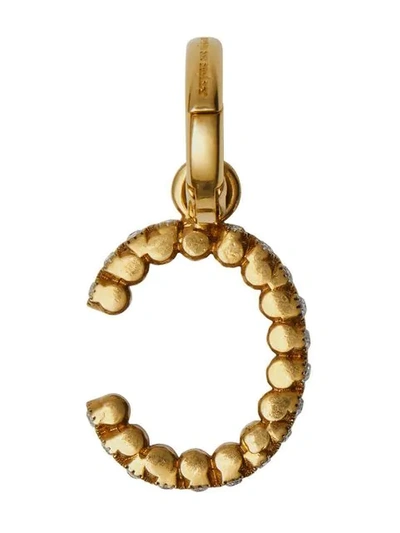 Shop Burberry Crystal ‘c' Alphabet Charm In Gold