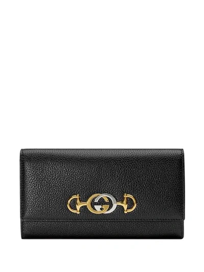 Shop Gucci Zumi Continental Wallet In Black