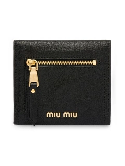 Shop Miu Miu Madras Wallet In Black