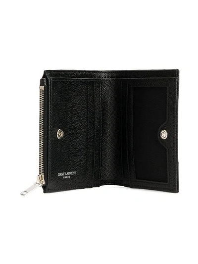 Shop Saint Laurent Grain De Poudre Zipped Card Case In Black