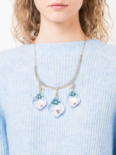 Shop Marni Suspended Flower Pendant Necklace In Metallic