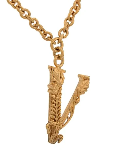 Shop Versace Barocco Letter Necklace In Gold