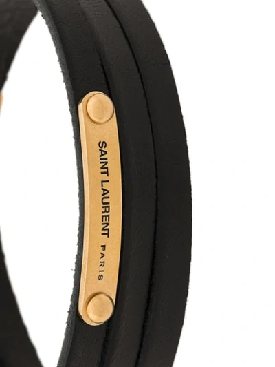 Shop Saint Laurent Id Narrow Wraparound Bracelet In Black