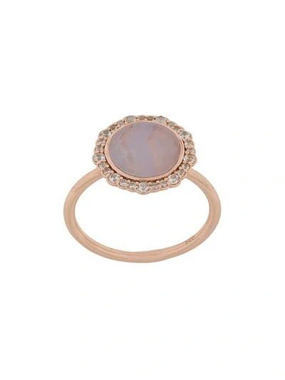 Shop Astley Clarke Lace Agate Luna Ring In Metallic