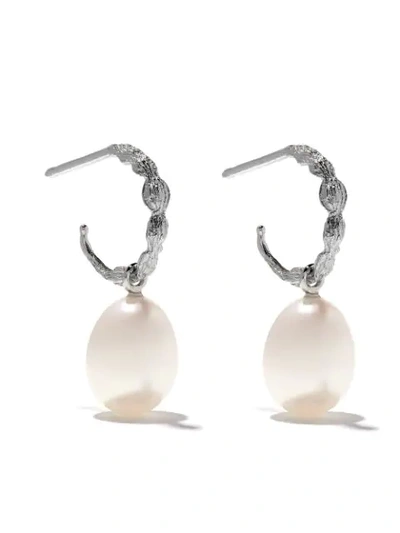 Shop Wouters & Hendrix Gold 18kt White Gold Organic Pearl Hoops