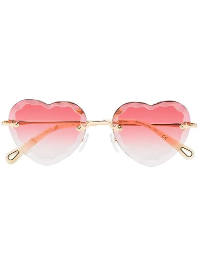 Shop Chloé Rosie Heart-frame Sunglasses In Pink
