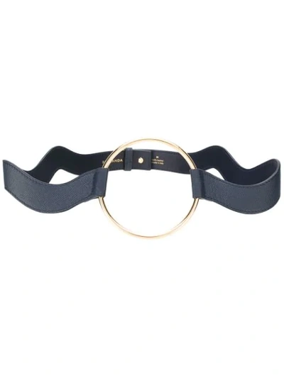 Roksanda Medium Slim Waves Belt In Blue