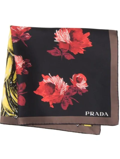 Shop Prada Dual-print Folding Scarf In Black