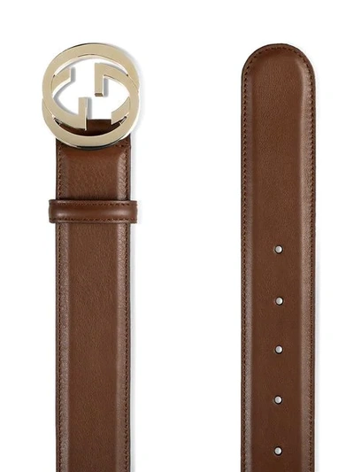 Shop Gucci Interlocking G Buckle Belt In Brown